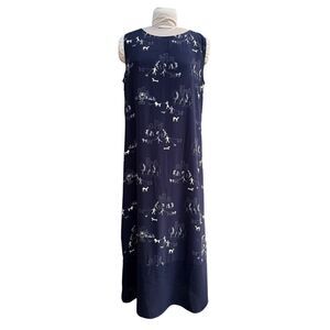 Vintage Maxi Dress by C.M. Shapes Navy Blue Dog Walkers Design Sz. L